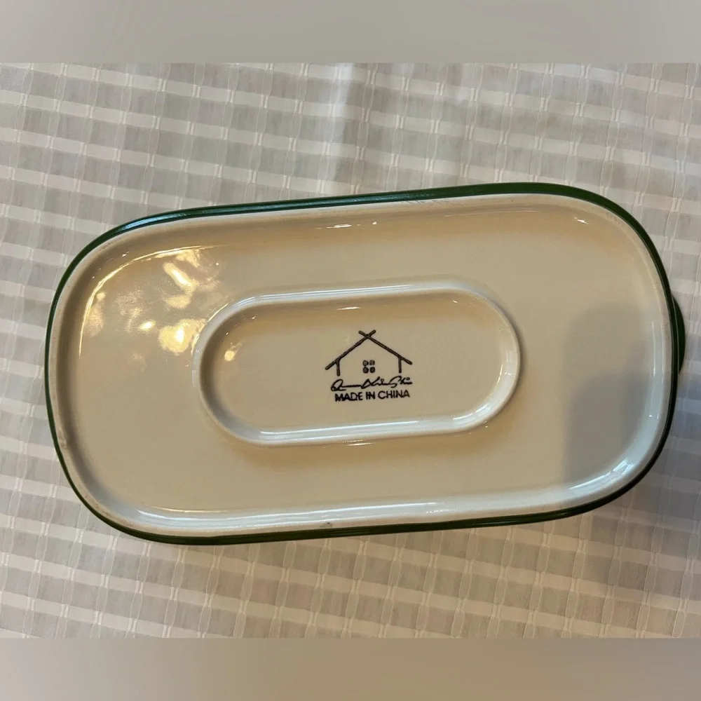 NEW Floral Green and White Ceramic Baking Dish - Picture 4 of 6